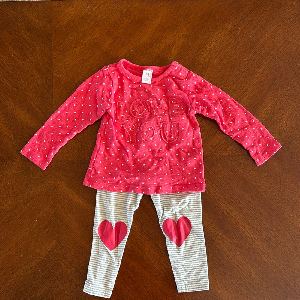 Carters Baby Girl Matching Long Sleeve Top & Legging Set - Size 18M